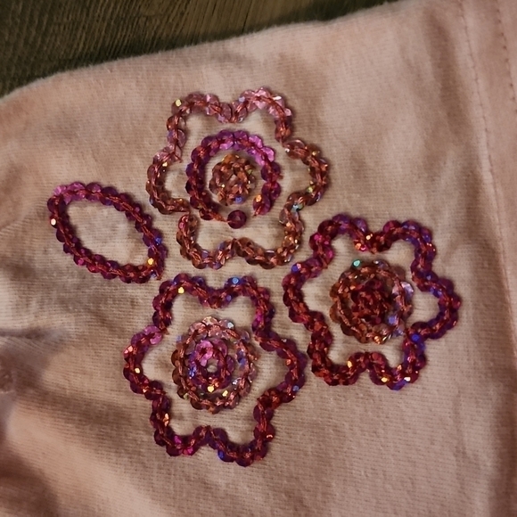 Flapdoodles Pink Shorts with Sequin Flowers on Front - Picture 3 of 4